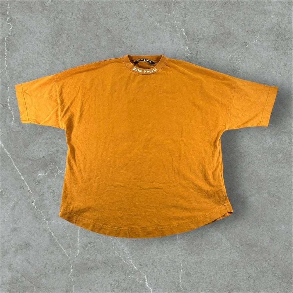 Palm Angels Shirt Mens Medium Yellow Logo Spellout Short Sleeve Authentic Casual